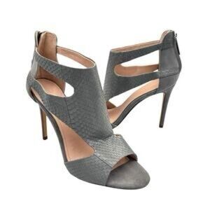 AD&Daughters Sz- 8 Armistead Gray Leather Textured Snakeskin Embossed Zip Heel